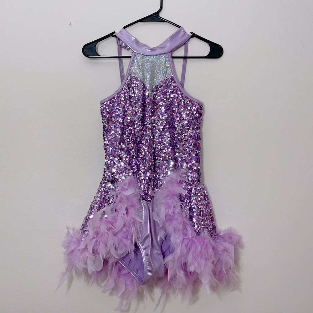 Dance costume, gloves, and hair piece